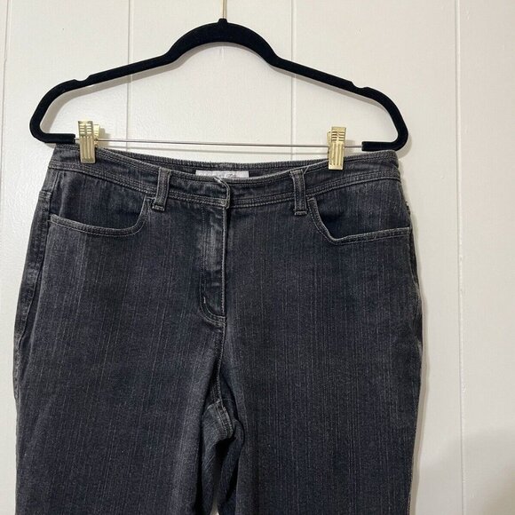 Chicos Platinum Charm Womens Black Jean Bootcut Mid Rise Dark Size 2 Short EUC - Picture 3 of 7